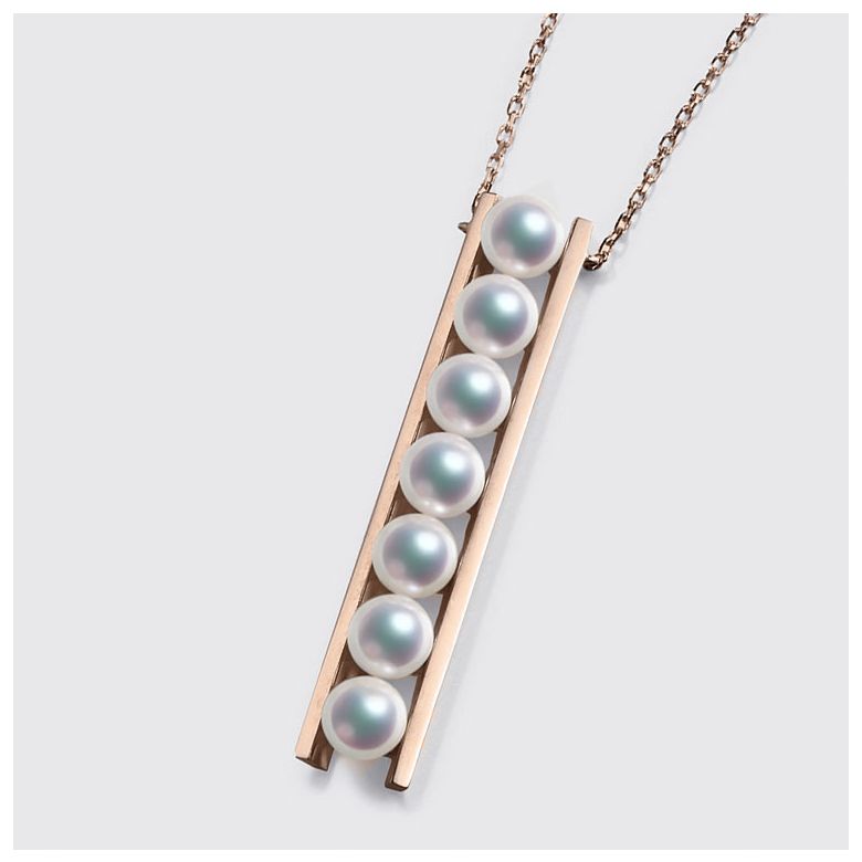Ciondolo Tsukushi - Oro Rosa 18k e Perle Akoya - 4