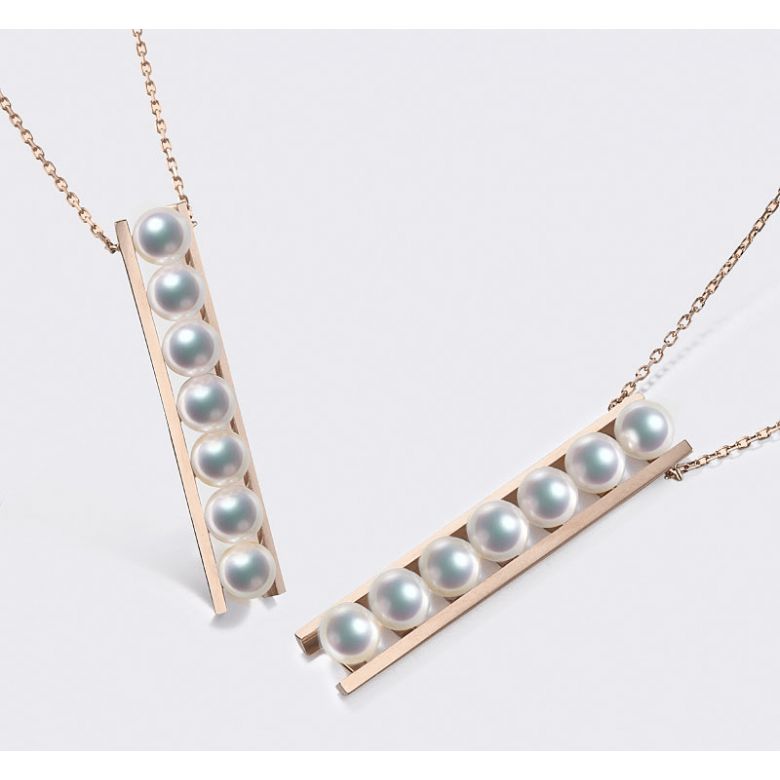 Ciondolo Tsukushi - Oro Rosa 18k e Perle Akoya - 6