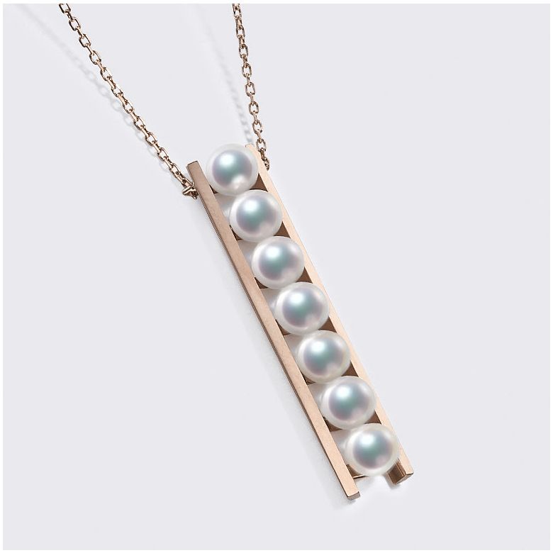 Ciondolo Tsukushi - Oro Rosa 18k e Perle Akoya - 7