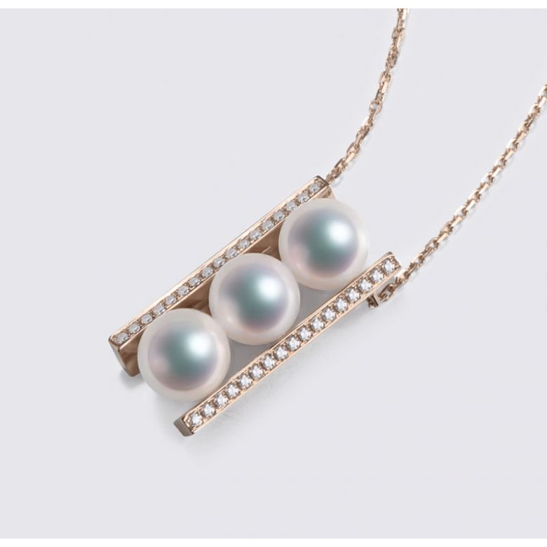Ciondolo Otohiko - Oro Rosa 18kt, Diamanti e Perle Akoya - 4