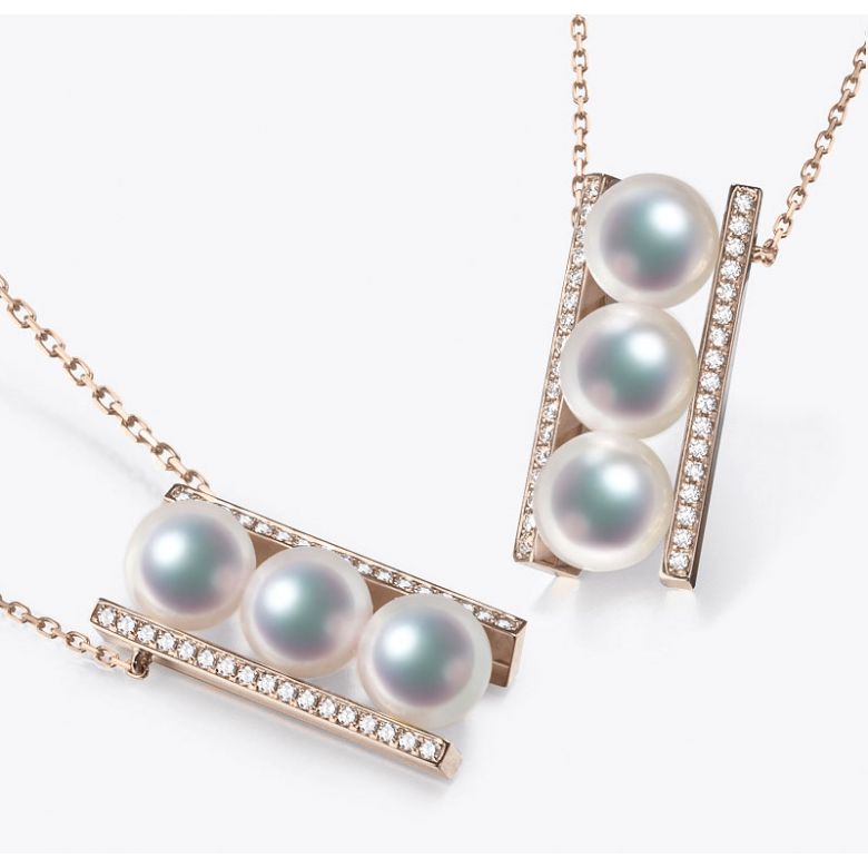 Ciondolo Otohiko - Oro Rosa 18kt, Diamanti e Perle Akoya - 5
