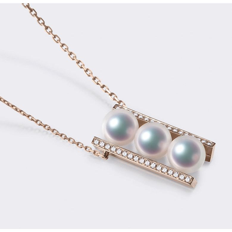 Ciondolo Otohiko - Oro Rosa 18kt, Diamanti e Perle Akoya - 6