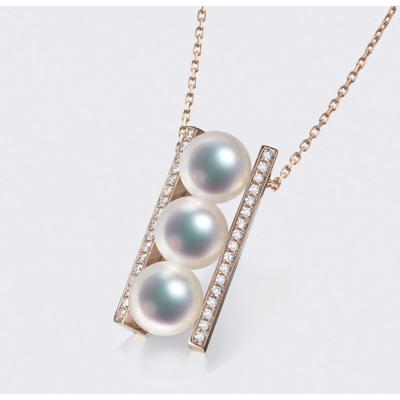 Ciondolo Otohiko - Oro Rosa 18kt, Diamanti e Perle Akoya - 7