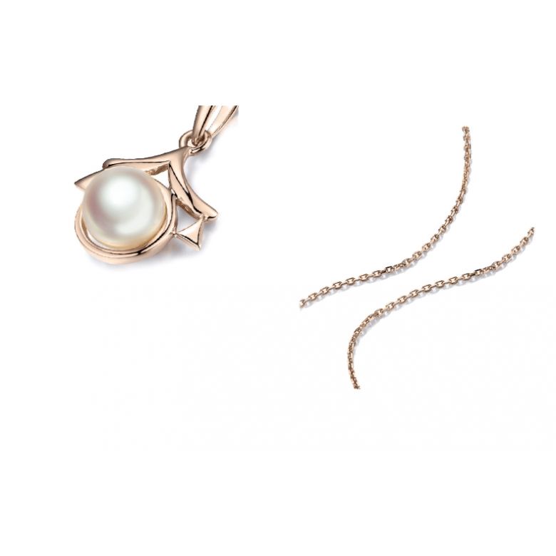 Ciondolo Zodiakku - Oro Rosa e Perla Akoya Bianca - 5