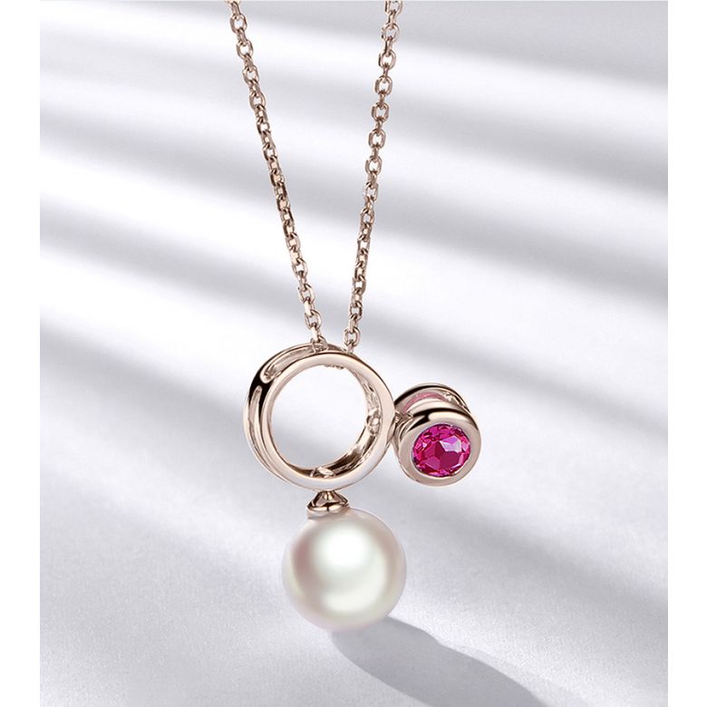 Ciondolo Aiko - Oro Rosa, Tormalina e Perla Akoya - 3
