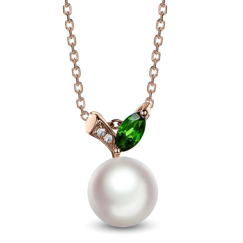 Ciondolo Péridoshima Mon Amour - Oro Rosa, Diamanti e Perla Akoya - 1