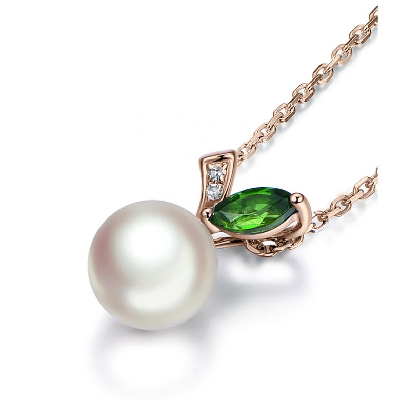 Ciondolo Péridoshima Mon Amour - Oro Rosa, Diamanti e Perla Akoya - 8