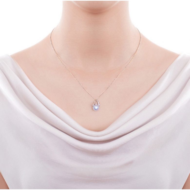 Ciondolo perle Akoya Giappone - Diamante, Oro rosa - Masako - 2