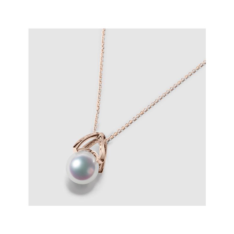 Ciondolo perle Akoya Giappone - Diamante, Oro rosa - Masako - 5
