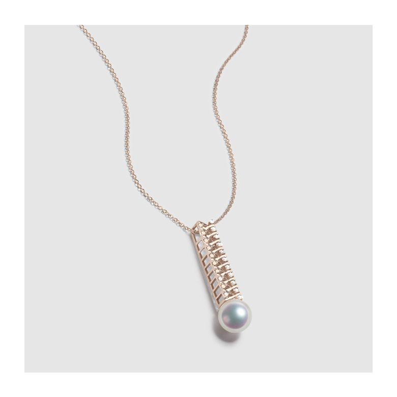 Ciondolo Hatsune Miku - Oro Rosa 18kt, Diamanti e Perla Akoya - 3