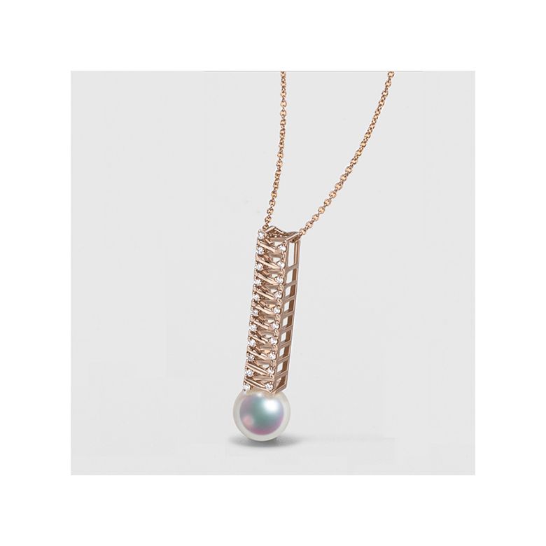 Ciondolo Hatsune Miku - Oro Rosa 18kt, Diamanti e Perla Akoya - 4