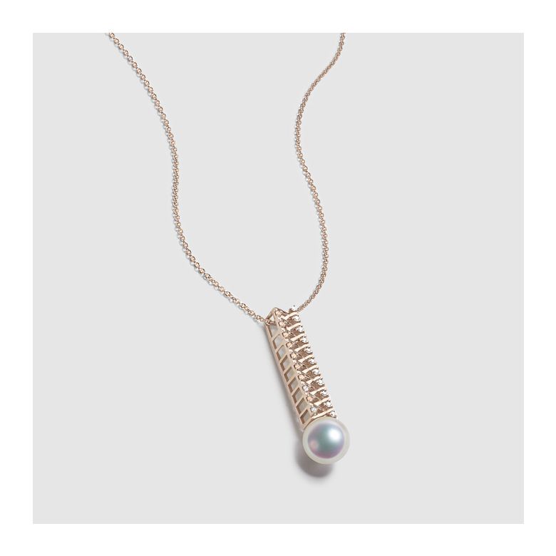 Ciondolo Hatsune Miku - Oro Rosa 18kt, Diamanti e Perla Akoya - 5