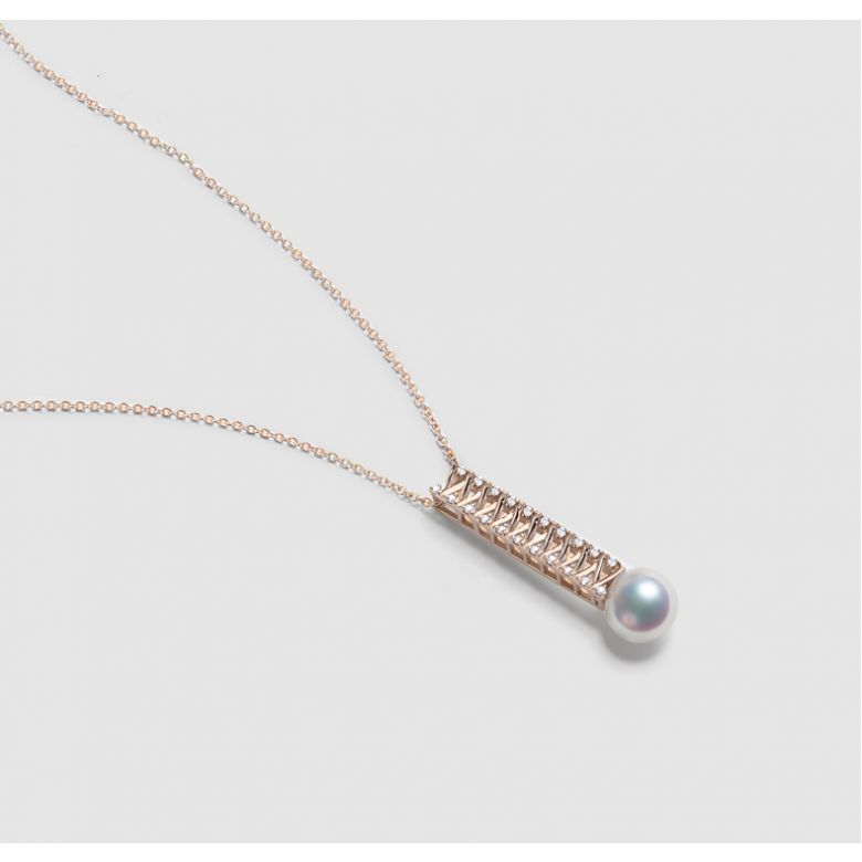 Ciondolo Hatsune Miku - Oro Rosa 18kt, Diamanti e Perla Akoya - 7