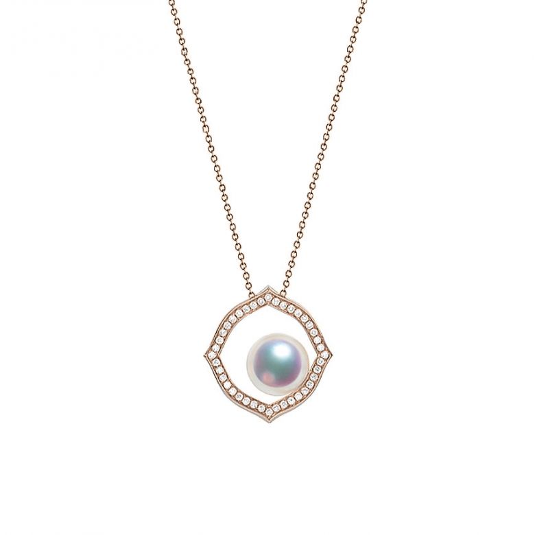 Ciondolo Coco - Oro Rosa 18k, Diamanti e Perla Akoya - 1