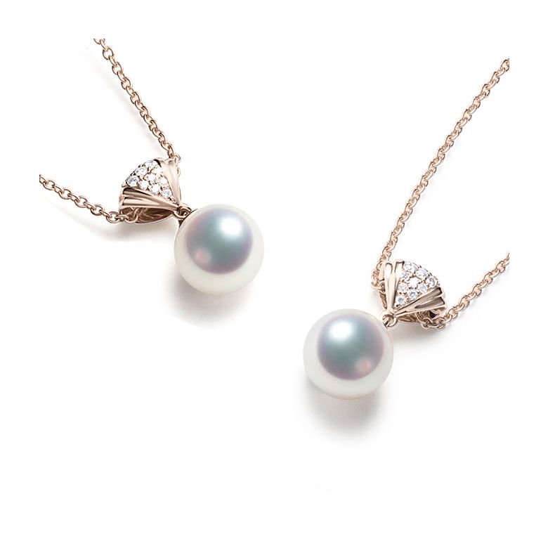 Ciondolo Sarah Bernhardt - Oro Rosa 18kt, Diamanti e Perla Akoya - 3