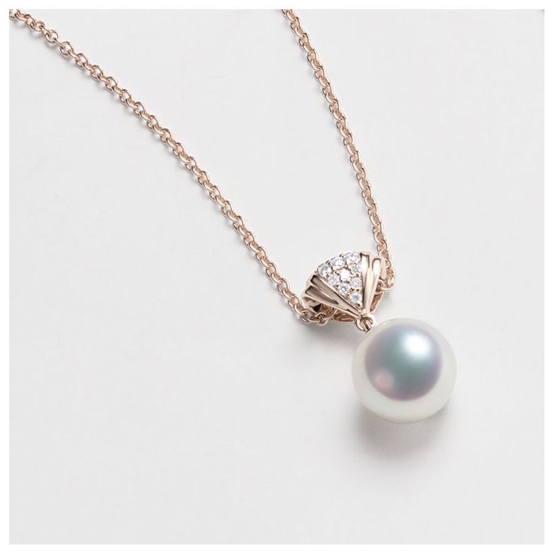 Ciondolo Sarah Bernhardt - Oro Rosa 18kt, Diamanti e Perla Akoya - 4