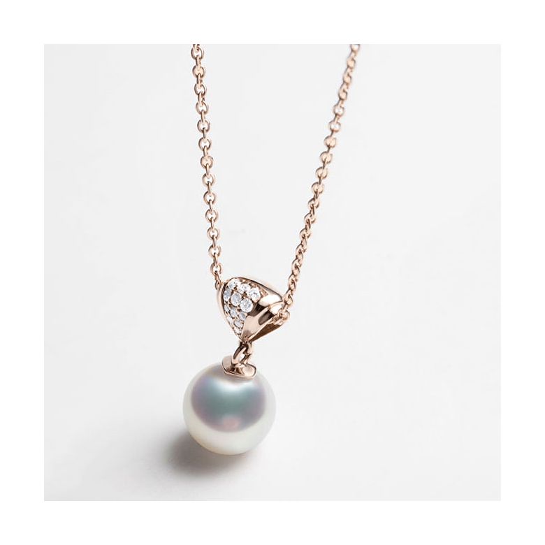 Ciondolo Sarah Bernhardt - Oro Rosa 18kt, Diamanti e Perla Akoya - 5