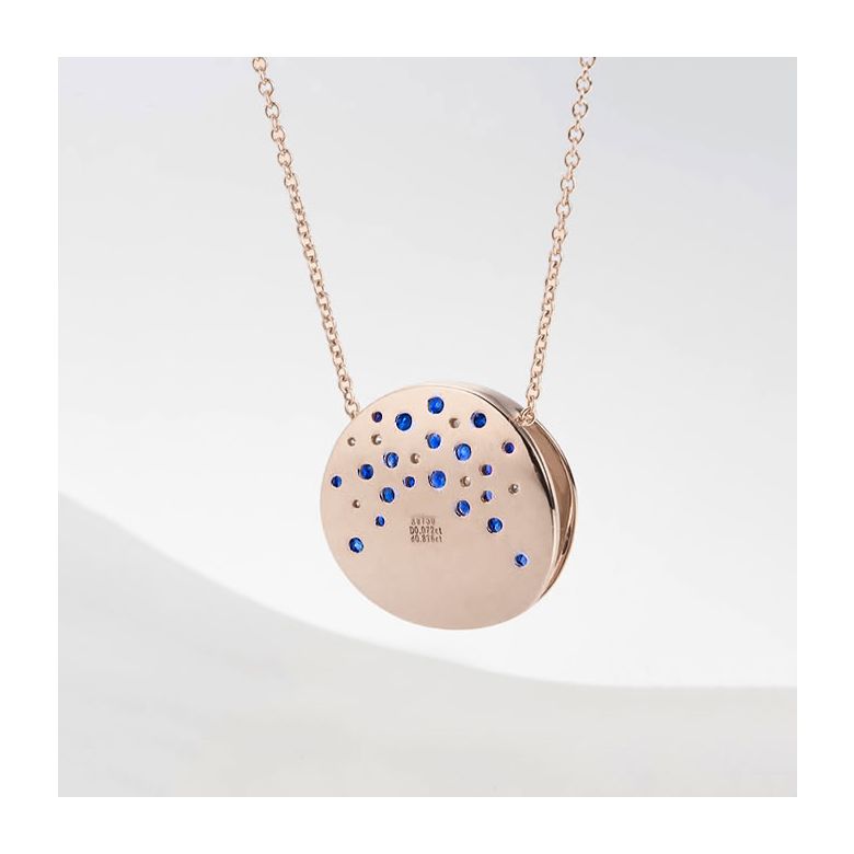 Ciondolo Seiza - Oro Rosa 18kt, Zaffiri e Perla Akoya - 4