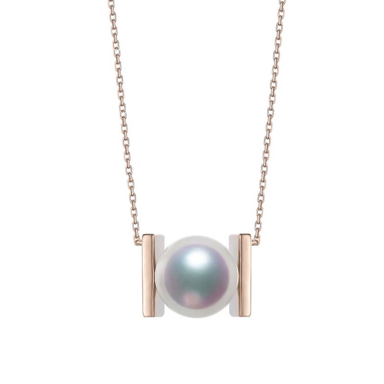 Ciondolo Otohiko. Una Creazione Originale con la sua Perla Akoya I Gemperles oro rosa - 1