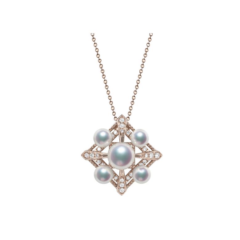Ciondolo Voyage stellaire I Perla Akoya Oro rosa Diamanti - 1