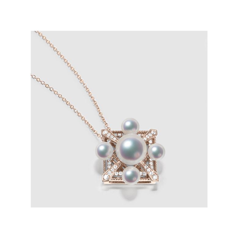 Ciondolo Voyage stellaire I Perla Akoya Oro rosa Diamanti - 5
