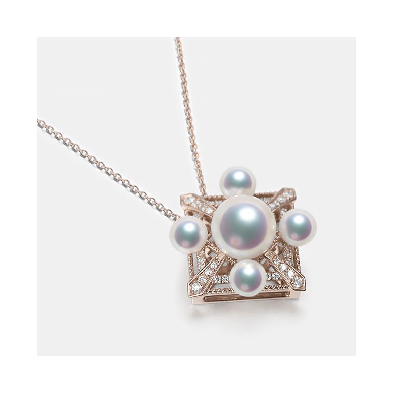 Ciondolo Voyage stellaire I Perla Akoya Oro rosa Diamanti - 6