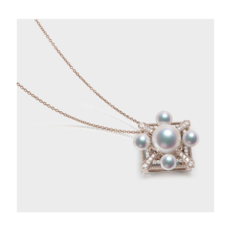 Ciondolo Voyage stellaire I Perla Akoya Oro rosa Diamanti - 8
