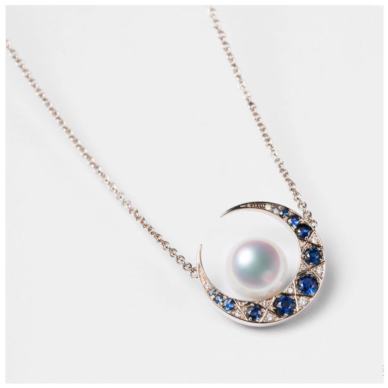 Ciondolo Mikadzuki - Perla Akoya Bianca & Oro Rosa 18kt - 1