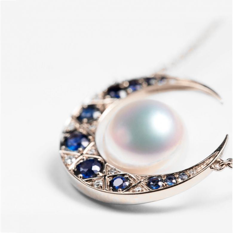 Ciondolo Mikadzuki - Perla Akoya Bianca & Oro Rosa 18kt - 6