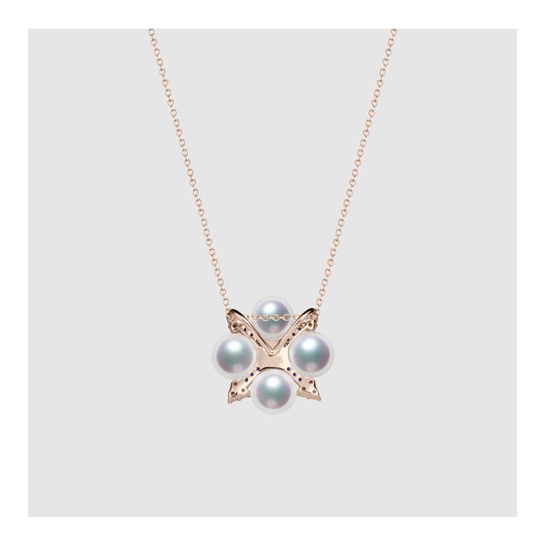 Ciondolo Voyage stellaire I Perla Akoya Oro rosa Diamante Zaffiro - 4