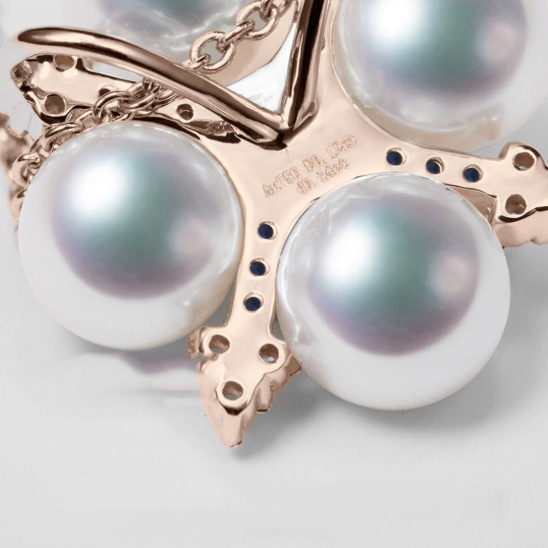 Ciondolo Voyage stellaire I Perla Akoya Oro rosa Diamante Zaffiro - 6