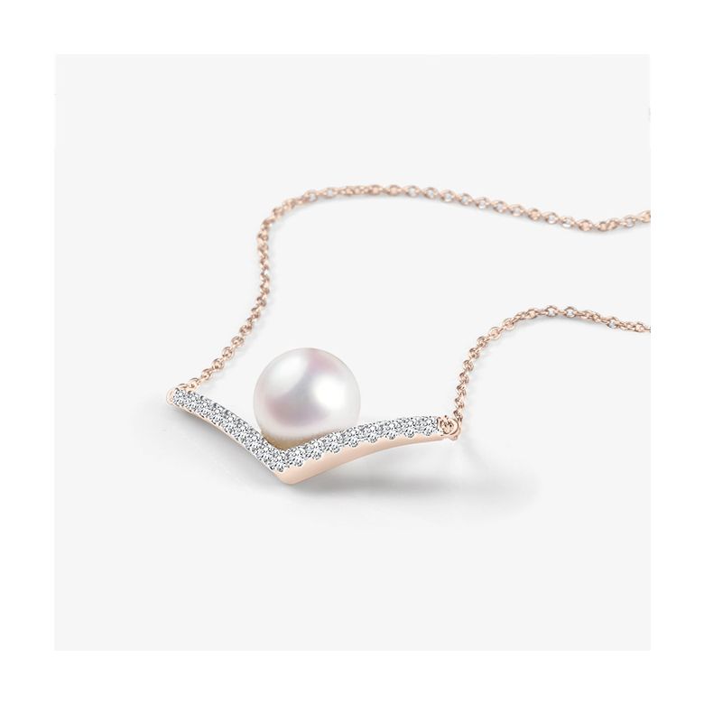 Collana Ciondolo Réflexion - Oro Rosa, Diamanti & Perle Akoya - 2