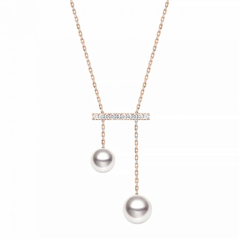 Ciondolo Nota Musicale - Oro Rosa, Diamanti & Perle Akoya - 1