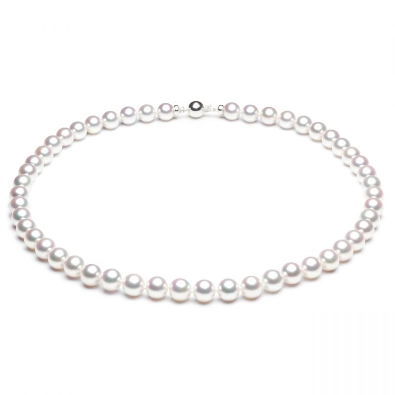Collana di perle Akoya bianche. 7/7.5 mm, qualità AAA oro bianco - 1