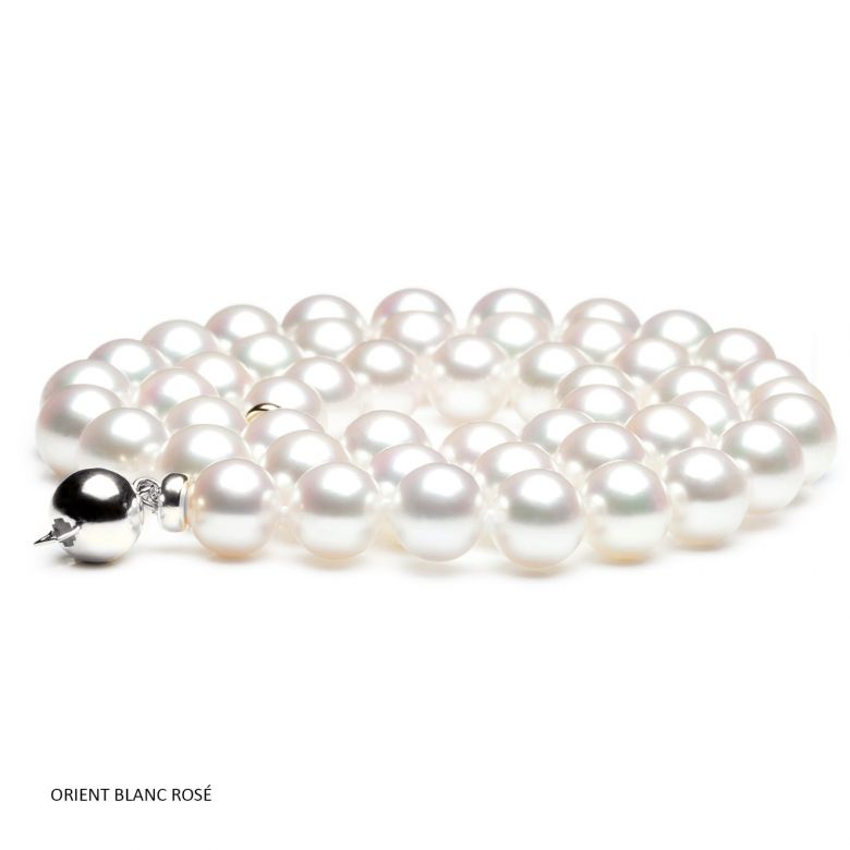 Collana di perle Akoya bianche. 7/7.5 mm, qualità AAA oro bianco - 2