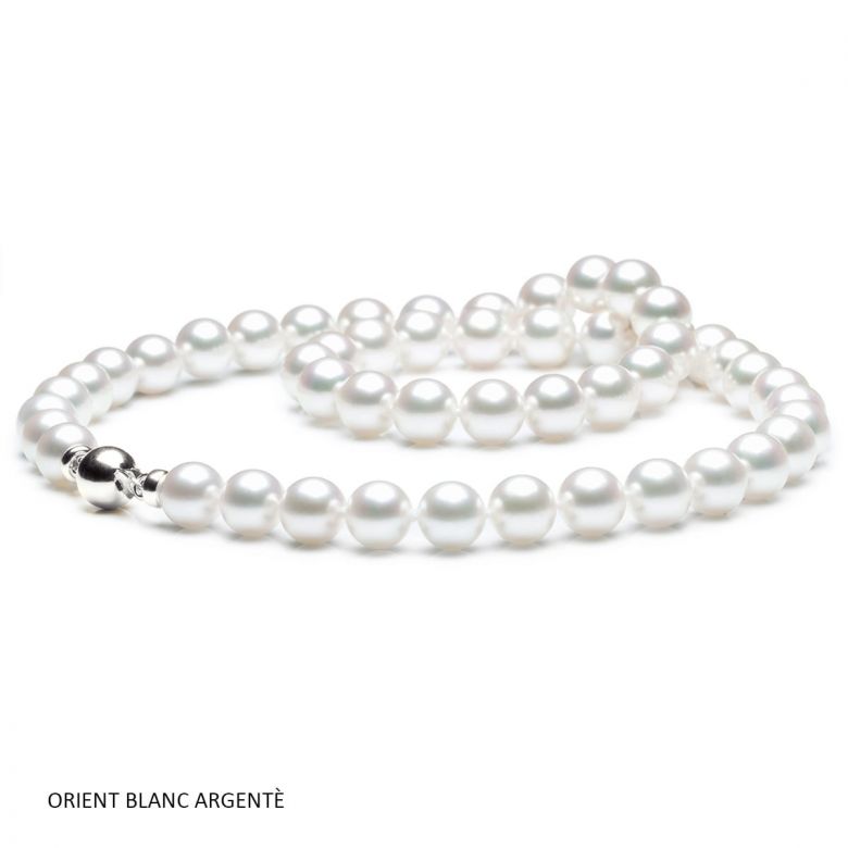 Collana di perle Akoya bianche. 7/7.5 mm, qualità AAA oro bianco - 3
