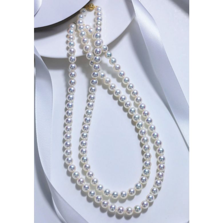 Collana Di Perle Ema - Akoya Giappone Bianche - 7/7.5mm, GEMMA / HANADAMA oro bianco - 3