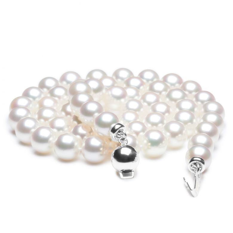 Collana Akira - Perle Bianche Akoya Giapponesi 6.5/7mm oro bianco - 1