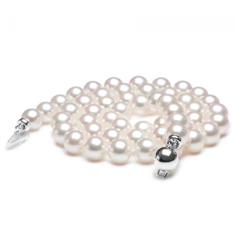 Collana di perle Akoya Giappone bianche - 6.5/7mm, GEMMA / HANADAMA oro bianco - 1