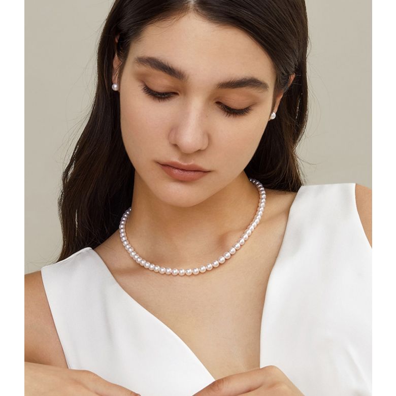 Collana Kyoto - Perle Bianche Akoya Giapponesi 6/6.5mm oro bianco - 2