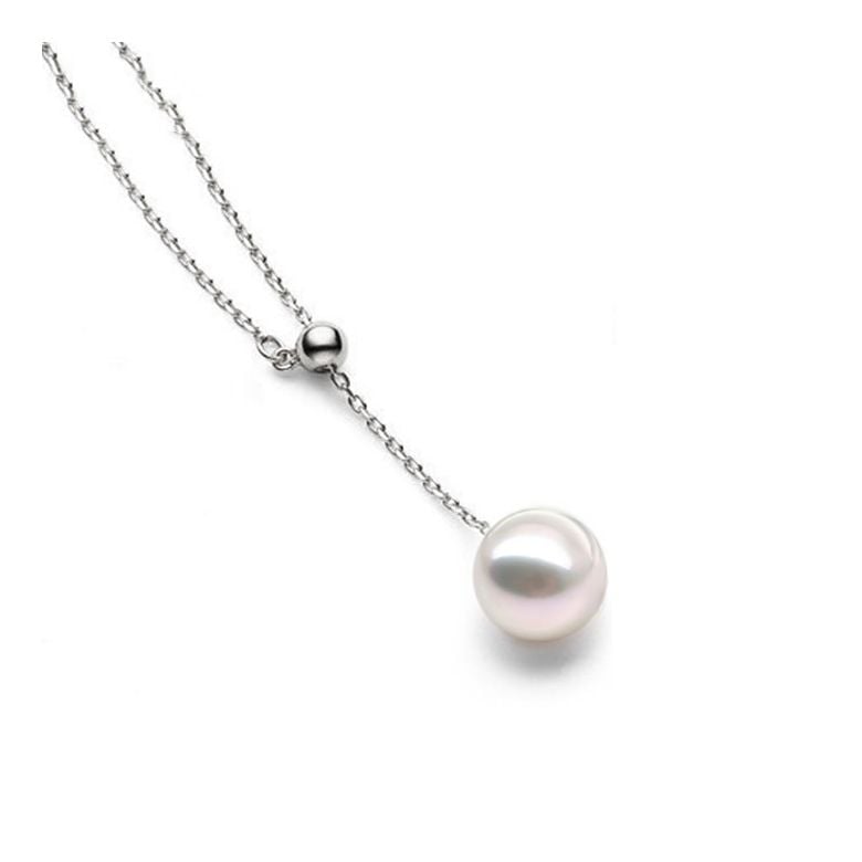 Collana con Ciondolo Sado- Oro Bianco e Perla Akoya Bianca - 1