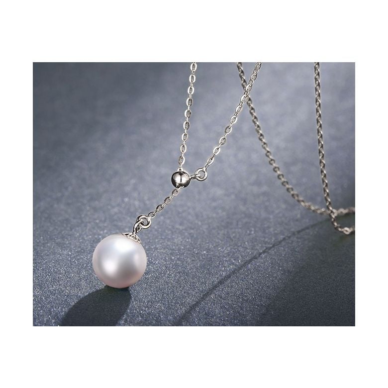 Collana con Ciondolo Sado- Oro Bianco e Perla Akoya Bianca - 5