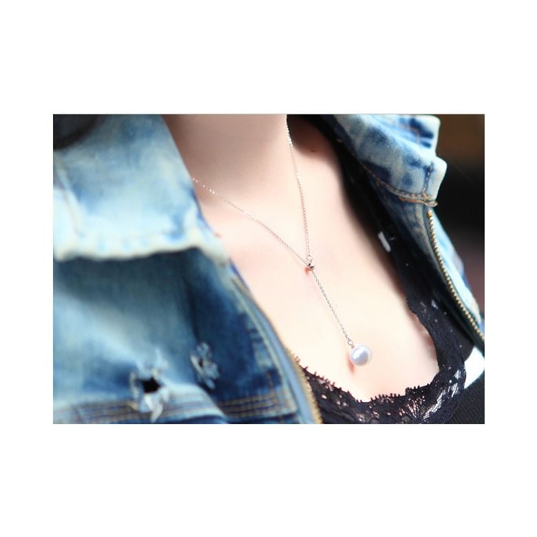 Collana con Ciondolo Sado- Oro Bianco e Perla Akoya Bianca - 3