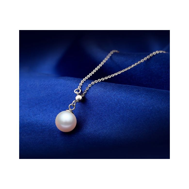 Collana con Ciondolo Sado- Oro Bianco e Perla Akoya Bianca - 4