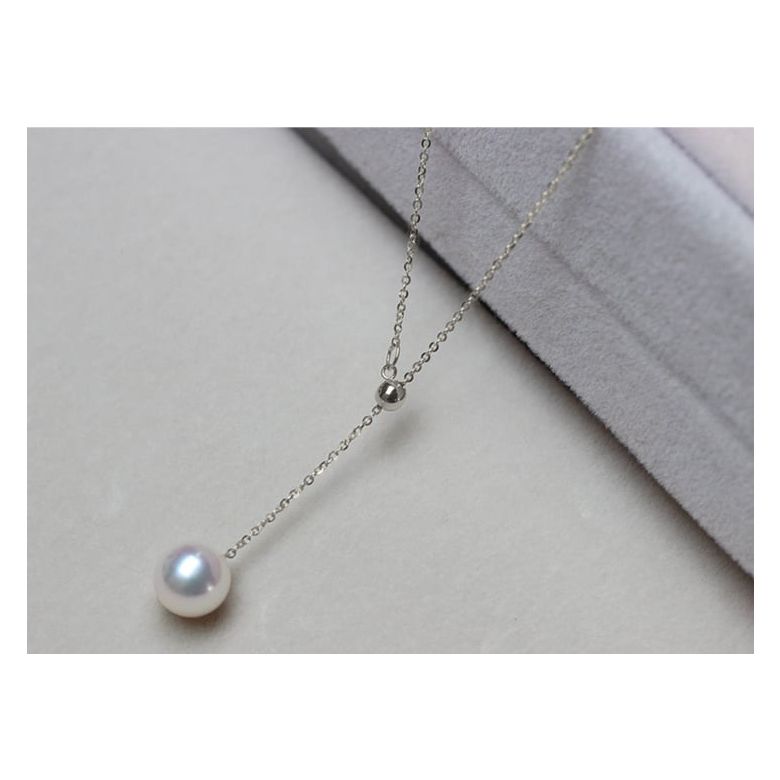 Collana con Ciondolo Sado- Oro Bianco e Perla Akoya Bianca - 6