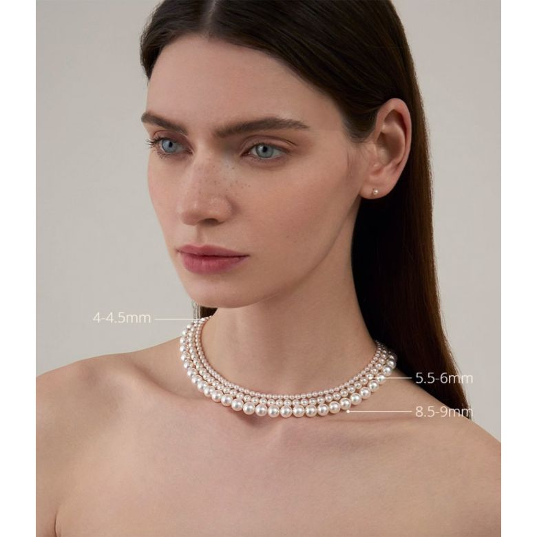 Collana di Perle Akoya Musashi - Giapponesi Bianche - 5.5/6mm, AAA | Gemperles oro bianco - 3