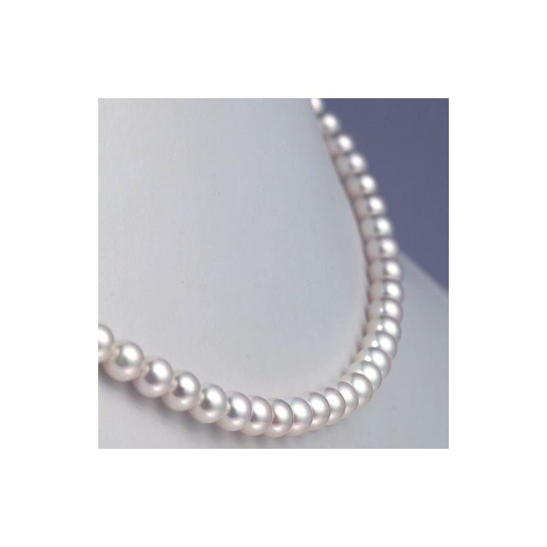 Collana di Perle Akoya Musashi - Giapponesi Bianche - 5.5/6mm, AAA | Gemperles oro bianco - 6