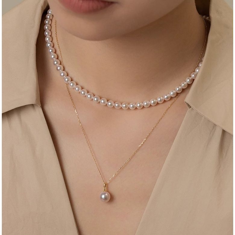 Collana di Perle Akoya Musashi - Giapponesi Bianche - 5.5/6mm, AAA | Gemperles oro bianco - 4