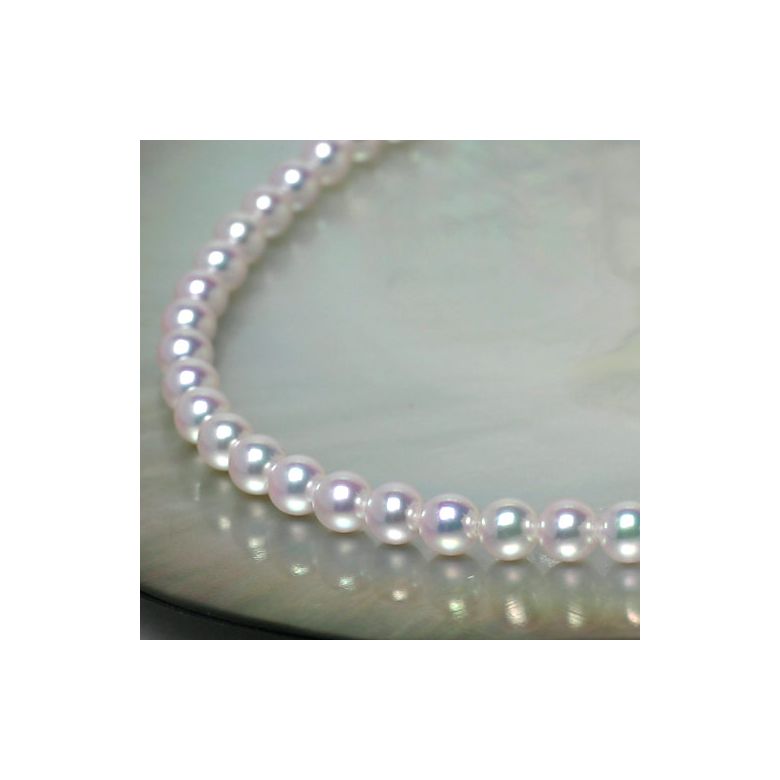 Collana di Perle Akoya Musashi - Giapponesi Bianche - 5.5/6mm, AAA | Gemperles oro bianco - 7