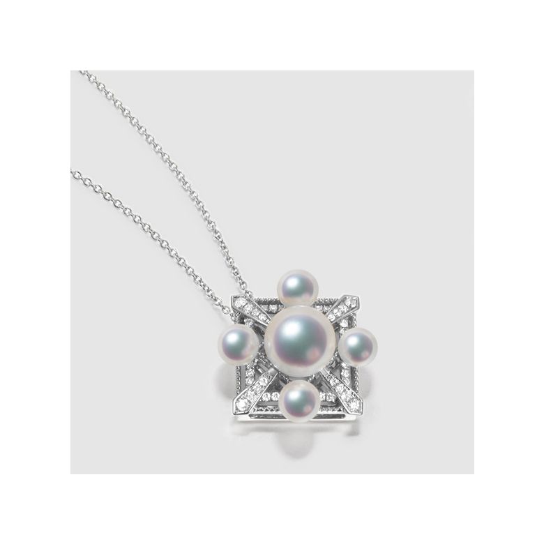 Ciondolo Voyage stellaire I Perla Akoya Oro bianco Diamanti - 5
